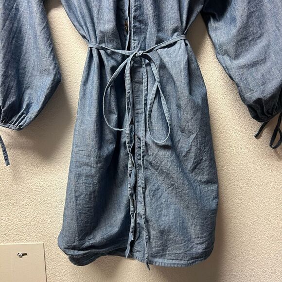 J. Crew Tie-sleeve Button-front Chambray Shirt Dress - Picture 7 of 11